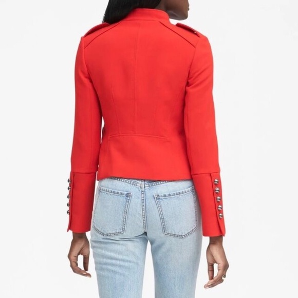 Banana Republic Military Inspired Button Embellished Tailored Jacket 00P Red - Picture 2 of 14